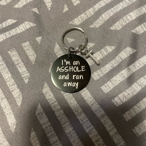 Humorous Dog Tag Keychain with Engraved Message - Picture 2 of 5
